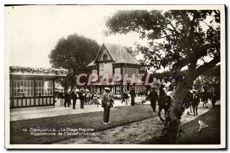 Old Postcard Deauville La Plage Fleurie Clairefontaine Racecourse Horse Racin...