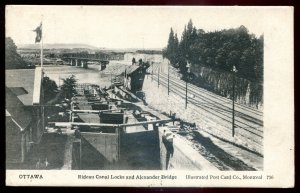 dc1183 - OTTAWA Ontario Postcard 1909 Rideau Canal Locks & Alexander Bridge