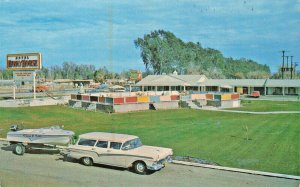 Blythe CA Ramada Inn Swimming Pool Car & Boat Postcard