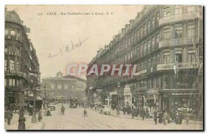 Old Postcard Lille Rue Faidherbe to the station