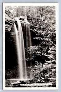 J97/ Hocking Hills Park Logan Ohio RPPC Postcard c1940s Ash Cave Falls  503