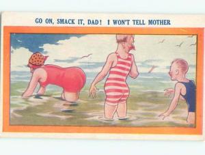 Bamforth Risque spanking joke PEOPLE IN WATER AT THE BEACH AC0065
