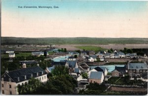 Postcard Quebec Montmagny Bird's Eye View of Town Bridge over Creek ~1910 K93