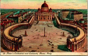 Vtg Postcard 1910 St. Peter's Cathederal Rome Italy - ** Guntown MS Cancel **