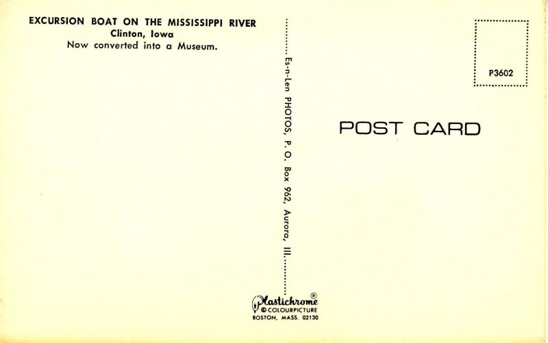 IA - Clinton. Excursion Boat on Mississippi River (Now Museum)