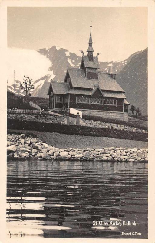 Balestrand Norway St Olav Church Olaf Real Photo Antique Postcard J46669