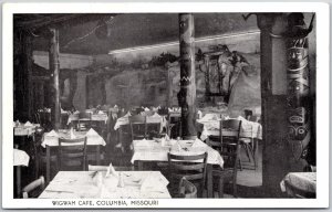 Columbia Missouri MO, Wigwam Café, Roadside Diner & Interior Murals, Postcard