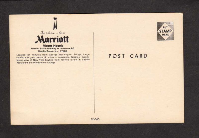 NJ Marriott Motor Hotel Saddle Brook New Jersey Postcard