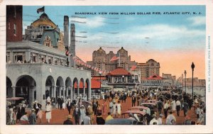 ATLANTIC CITY NEW JERSEY~BOARDWALK VIEW FROM MILLION $$ PIER POSTCARD 1932 PMK