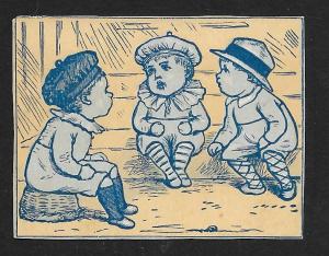 VICTORIAN TRADE CARDS (5) Stock Cards Blue Tinted Kids in Various Activities