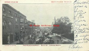 4 Private Mailing Cards, Benton Harbor, Michigan, Peach Market Scenes, Farming