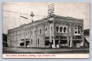 J97/ Upper Sandusky Ohio Postcard c1910 New Citizens Bank Brauns 478