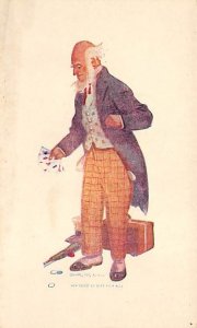Approx. Size: 3 x 5 Man with a hand of cards  Late 1800's Tradecard Non  