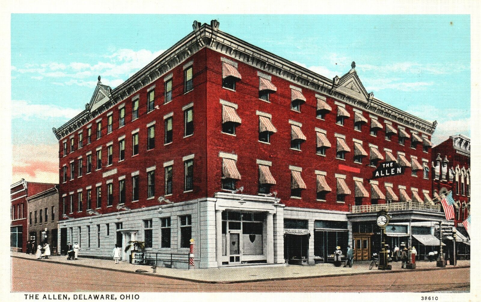 Vintage Postcard 1920's The Allen Historic Building Hotel Delaware Ohio OH United States