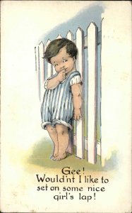 Charles Twelvetrees? Sweet Little Boy Picket Fence Series 802 c1920 Postcard