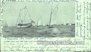 Yacht Race, Patchogue, Long Island, New York, NY USA Sailboat 1904 postal use...