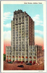 Abilene Texas TX, Hotel Wooten, Skyscraper, Street Scene, Bldg, Vintage Postcard