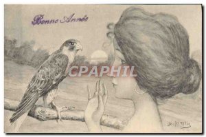 Old Postcard Fantasy Illustrator Woman Raptor Patella