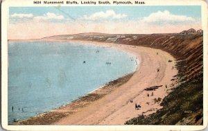 Monument Bluffs Looking South, Plymouth MA Vintage Postcard J77