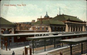 Troy New York NY Union Railroad Train Station c1910 Vintage Postcard