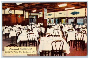 c1950's Hanson's Restaurant Dining Room Sandusky Ohio OH Vintage Postcard