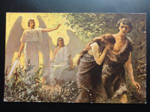 Religious: ADAM & EVE CAST OUT OF GARDEN Holy Scripture, Old PC by Misch & Co