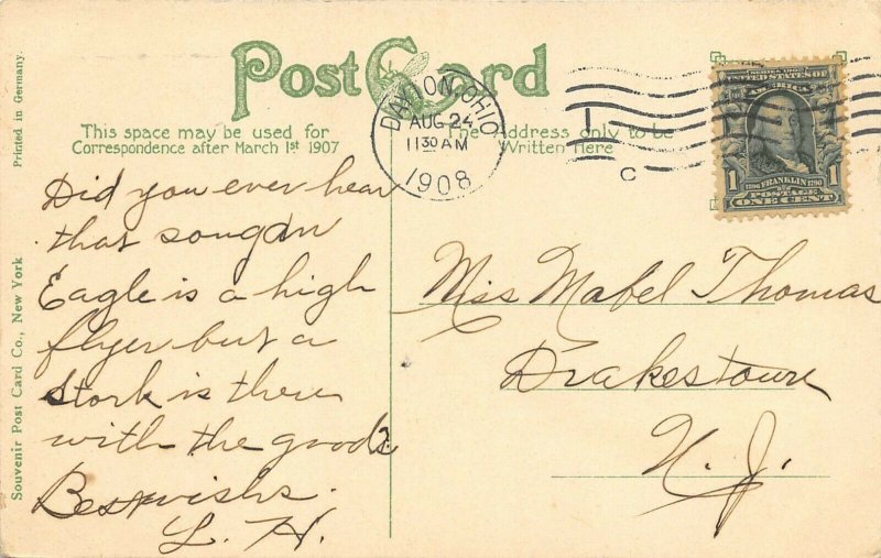 Dayton Ohio 1908 Postcard Third Street East Stores 