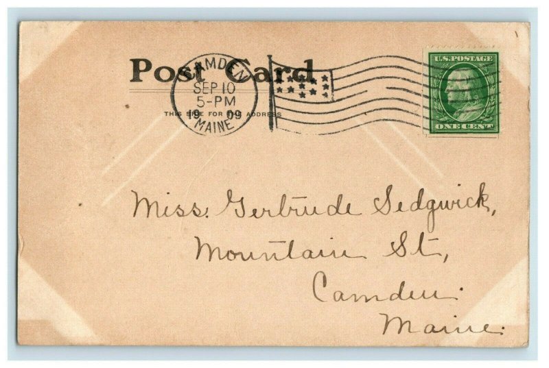C. 1900-07 Camp Etna Hotel Maine Flag Vintage Postcard P41 