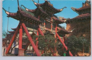 North Broadway Gateway, New Chinatown, Los Angeles California, 1965 Postcard