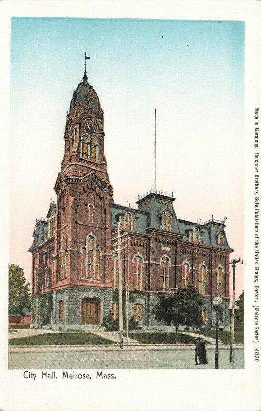 Melrose MA City Hall Copper Windows Postcard
