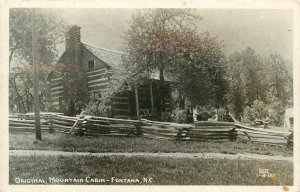 Postcard RPPC 1946 North Carolina Fontana Mountain Cabin Cline NC24-2060