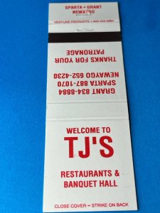 Vintage Matchbook Cover TJ's Restaurants Grant Sparta Newaygo, Michigan MB164