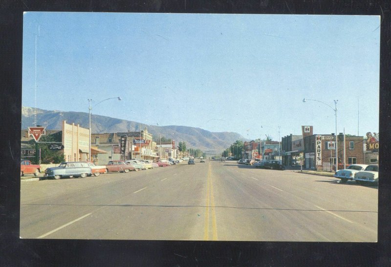 FILMORE UTAH DOWNTOWN STREET SCENE OLD CARS STORES VINTAGE POSTCARD