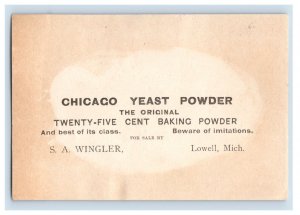 1886 S.A. Wingler Chicago Yeast Powder Old Fisherman Dog Pier Lowell MI P57