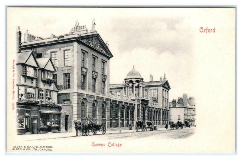 OXFORD, United Kingdom~ The QUEEN'S COLLEGE Street Scene c1900s Stengel Postcard