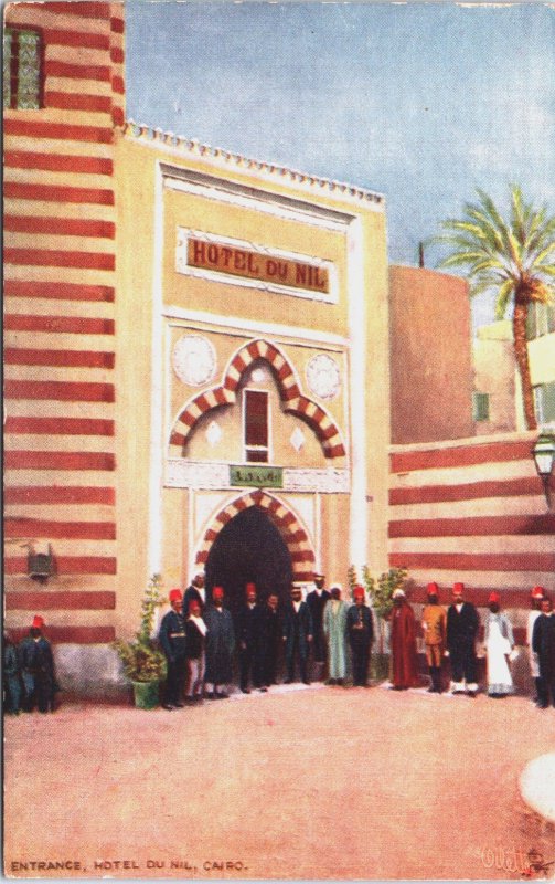 Egypt Entrance Hotel Du Nil Cairo Vintage Postcard C084