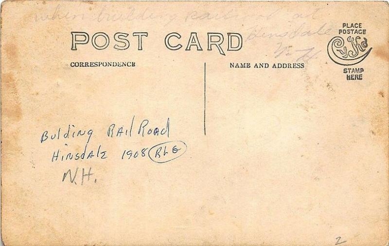 Hinsdale NH Railroad Building 1908 RPPC Postcard