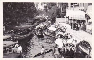 Mexico Oxchimilco Canal Scene Showing Moctezuma Restaurant Real Photo
