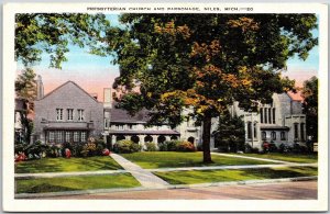 Presbyterian Church and Parsonage Niles Michigan MI Building & Grounds Postcard