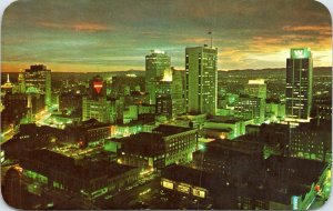 postcard CO - Panorama Downtown Denver at Night