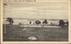 Waldoboro ME Butter Point Inn Tennis Court Postcard