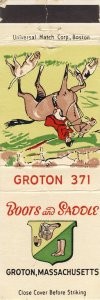 Early Groton, Massachusetts/MA Match Cover, Boots & Saddle Restaurant