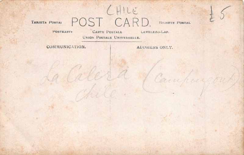 A812 Chile La Calera Horsemen Family Traditional House Ethnic RPPC postcard