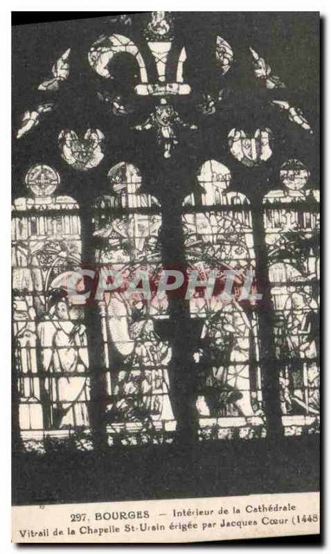 Old Postcard Bourges Interior of the Cathedral Stained Glass Chapel St Ursin ...