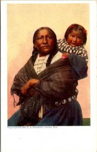 Native American  INDIAN WOMAN With LITTLE GIRL   1905 F.A. Rinehart Postcard