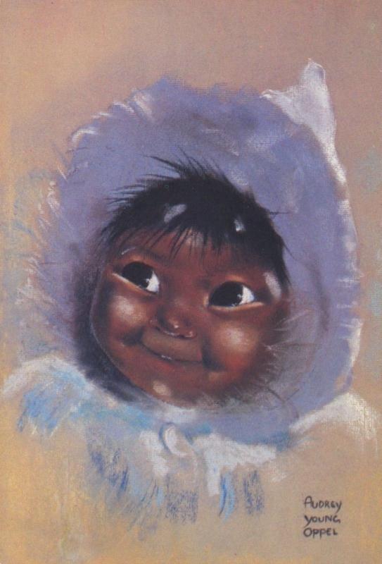Eskimo Boy Child Art Ah-tik Little Caribou Audrey Young Oppel Postcard D20