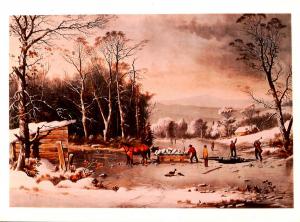 Currier & Ives (Repro) - Winter in the Country -  Artist Signed: George H. Du...