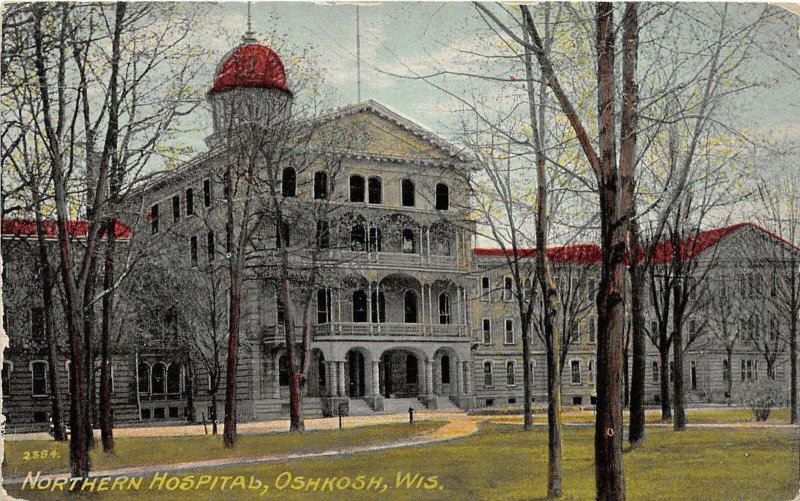 H80/ Oshkosh Wisconsin Postcard c1910 Northern Hospital Building 211 