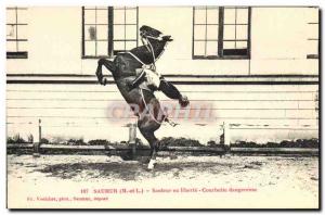 Postcard Old Saumur Horse Equestrian Jumper hazardous Courbette freedom