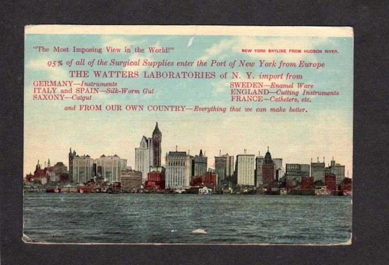 NY Watters Lab of New York Advertising Card Medical Surgery Sutures